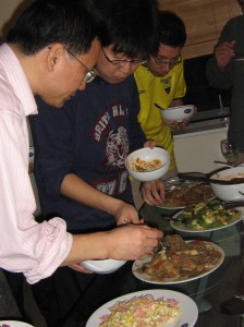 During our regular "foodfest" each fellow showcased a dish from their country. One or two would come empty handed. They're used to having hired cooks at home.